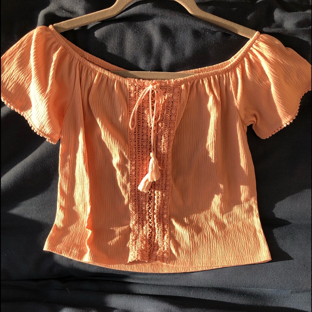 pff the shoulder pink top